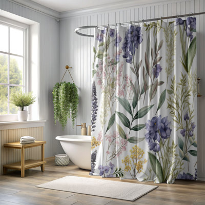 Rideau de douche standard 1 pièce Retro Flowers