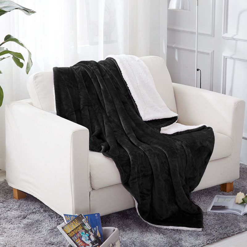 Couverture polaire en sherpa Sherpa0120210309, Simple, Noir