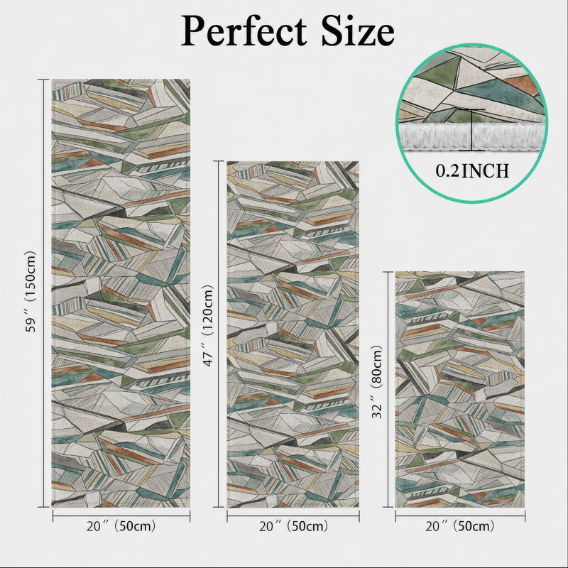 Tropical Leaf Non-Slip Washable Kitchen Mats