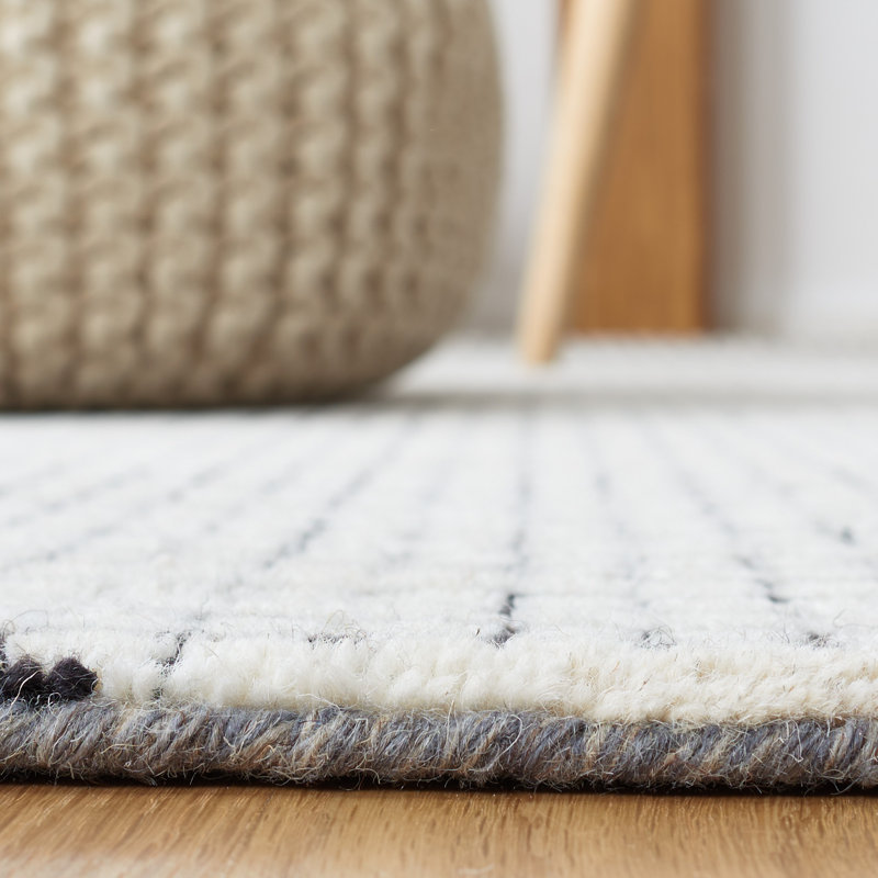 Handmade Grey and Ivory Wool Abstract 4' x 6' Area Rug