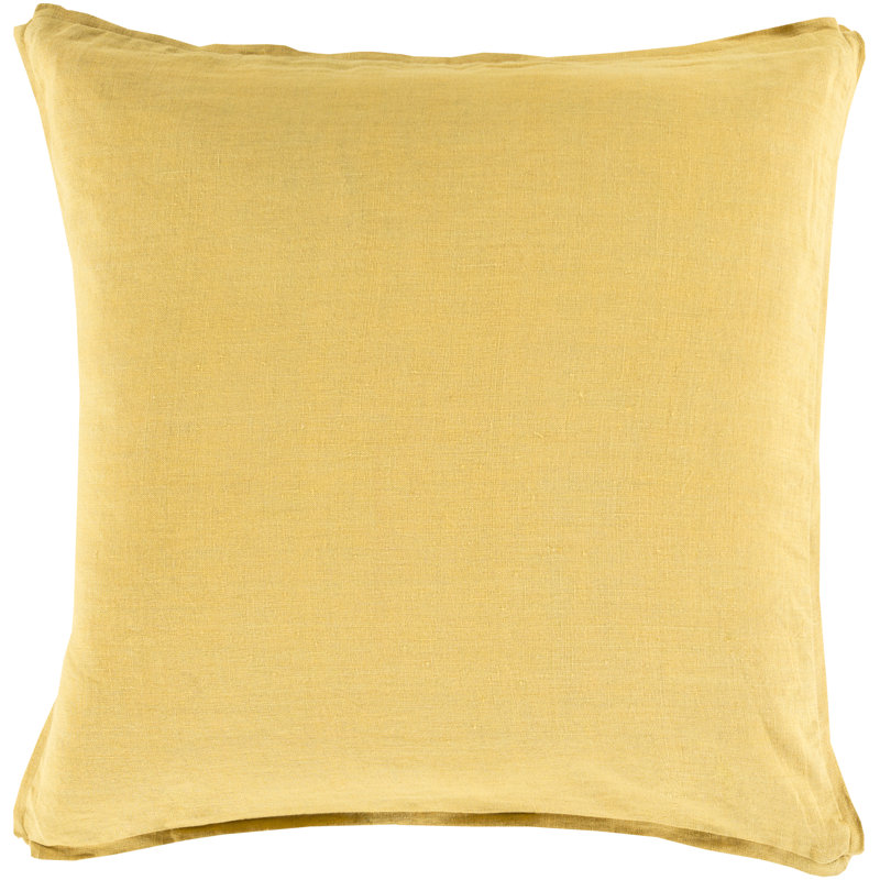 Solid Border Linen Pillow Cover, 20" x 20", Bright Yellow