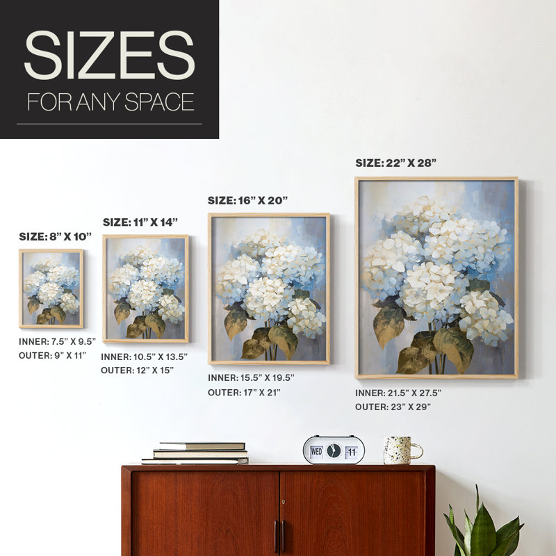 Impression encadrée FLORAL Series CI - bois massif, H 15 po x l 12 po