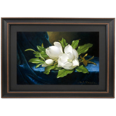 Giant Magnolias On A Blue Velvet Cloth By Martin Johnson Heade