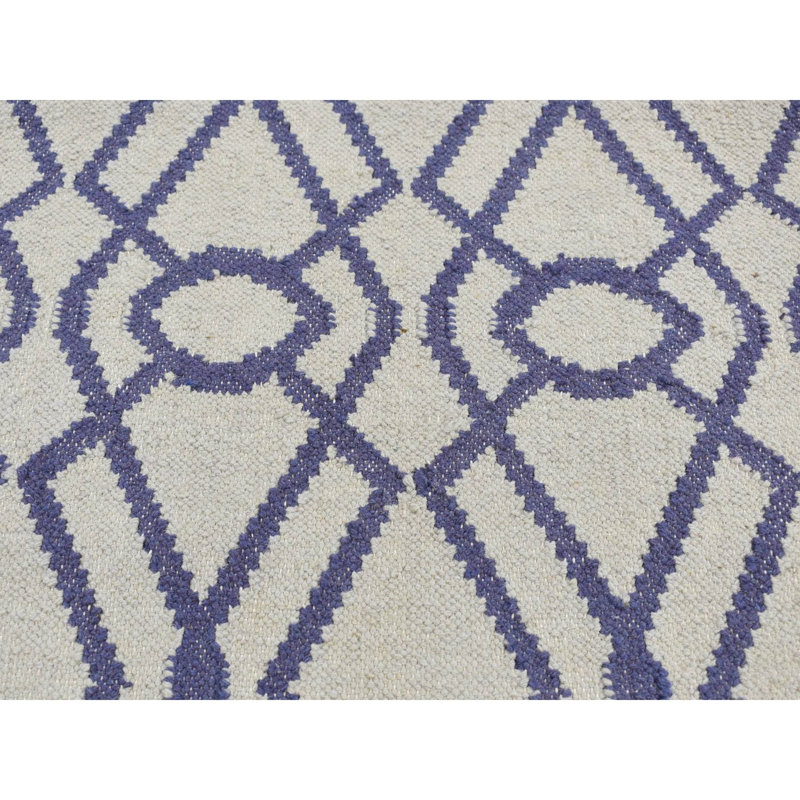 Tapis de couloir réversible en laine tissé à la main 2 pi 6 po x 6 pi bleu 9300E28587334A83ADF2E6EEDF116326