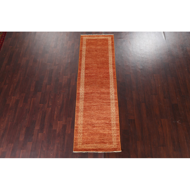 Tapis de couloir oriental en laine orange Karbe Gabbeh Kashkoli Karell