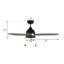 Ventilateur de plafond 52 po à 3 tiroirs avec lumière DC, tige verticale et garniture dorée