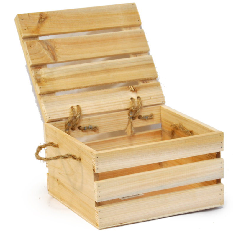 Caisse en bois, H 7 po x l 12 po x P 9 po, Bois naturel