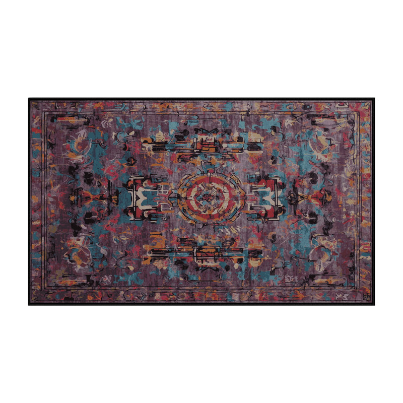 Tapis noir lavable à la machine, Rectangle 7 pi x 9 pi