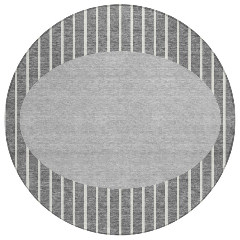  Machine Washable Indoor/Outdoor Chantille ACN994 Gray Area Rug, Round 8'