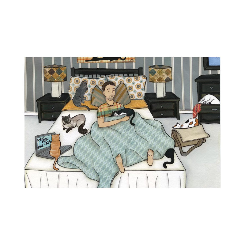 «Real Men» par Jamie Morath - peinture sur toile tendue, H 12 po x l 18 po x 1,5 po