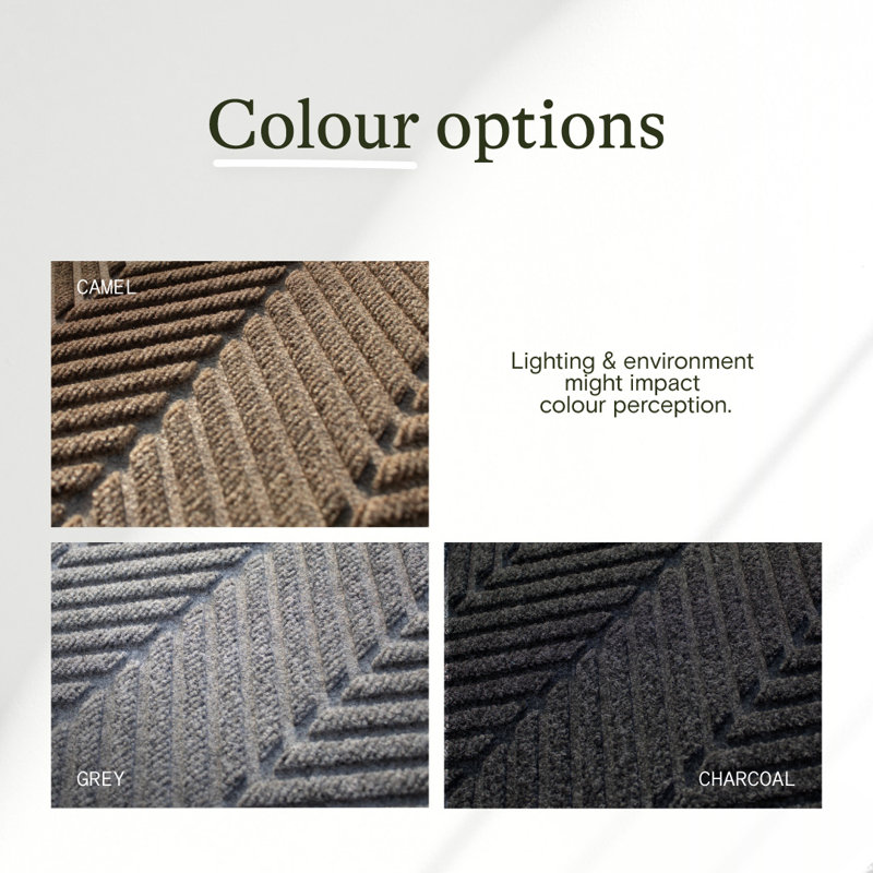 WaterHog Door Mat Herringbone – 60 x 90 cm, Non-Slip, Indoor/Outdoor, Charcoal