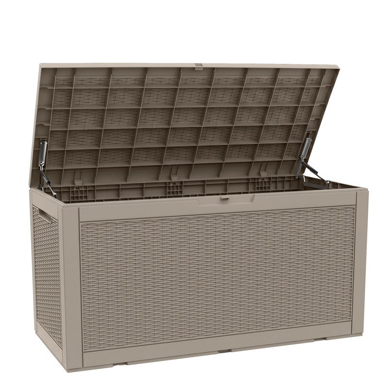 120 Gallons Resin Lockable Deck Box, Gray