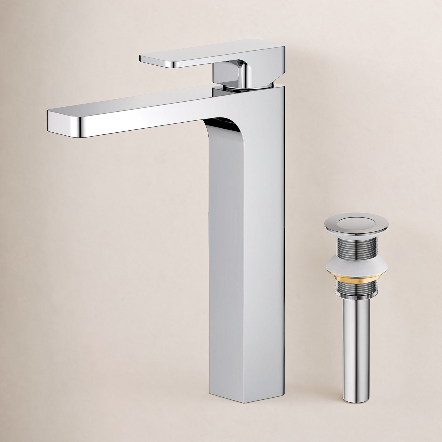 Blaze Vessel Bathroom Faucet with Drain, Chrome