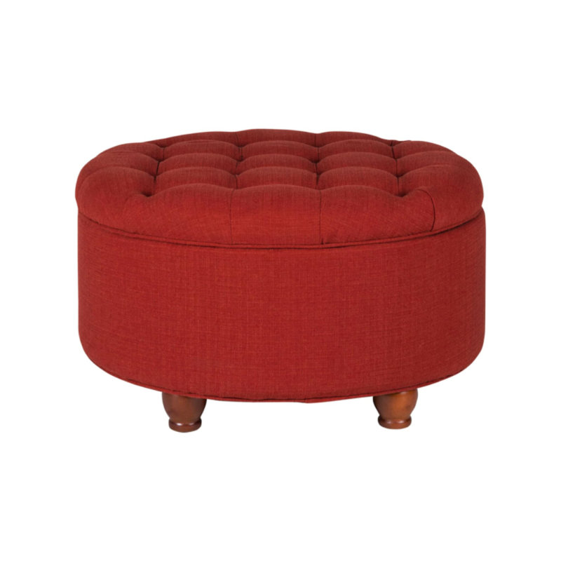 ROUND BUTTON-TUFTED WOVEN FOOTSTOOL