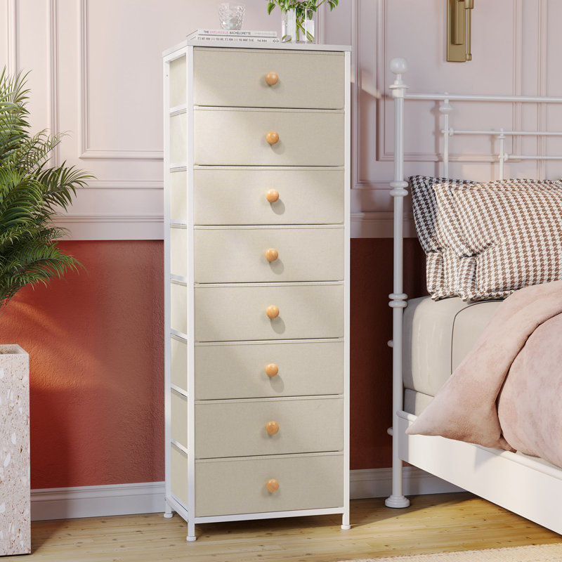 8-drawer Chest Storage Tower Organizer Unit, Beige, Beige