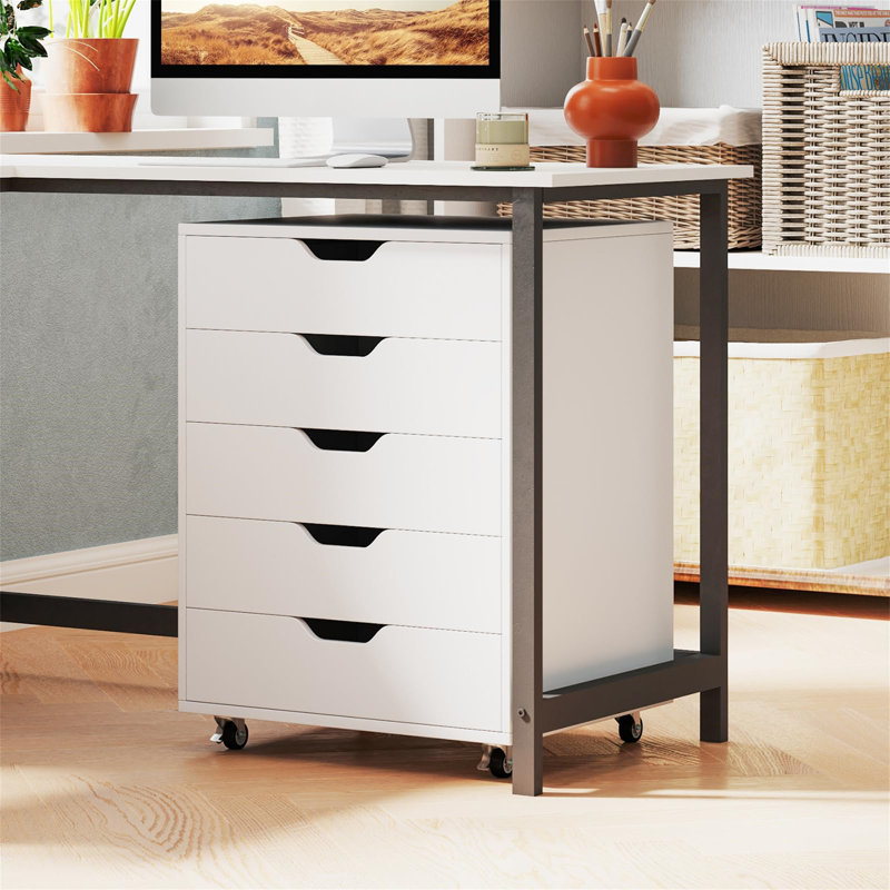 49cm Wide 5 -Drawer Mobile File Cabinet, White