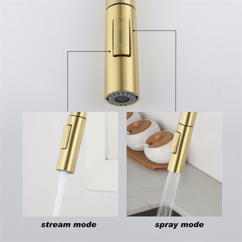 Brushed Gold Stainless Steel Touch Kitchen Faucet with Pull Down Sprayer
