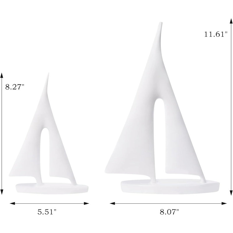Ensemble de 2 sculptures de voilier blanc