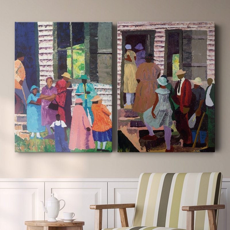 «Going to Church», ensemble de 2 reproductions d'art, H 20 po x l 32 po x P 1 po, Toile tendue, Pas de tapis