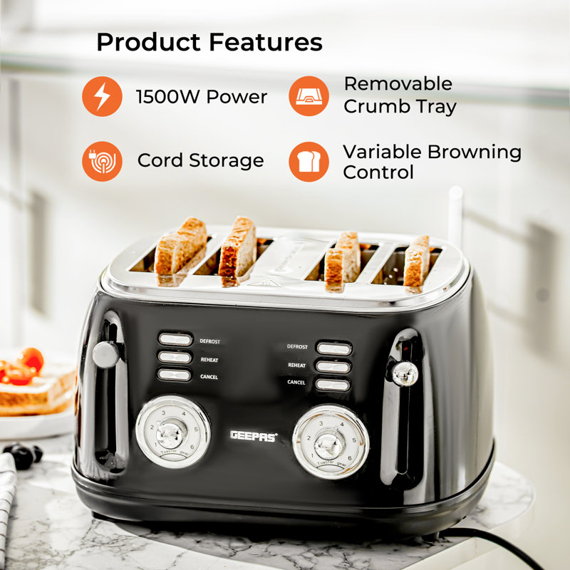Geepas 1.7L Electric Kettle, Toaster, 20L Microwave Set, 4