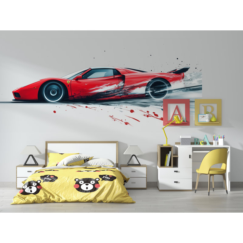 Décoration murale rouge de course pour enfant 282Mv Supercar Speed, H 24 po x l 13 po