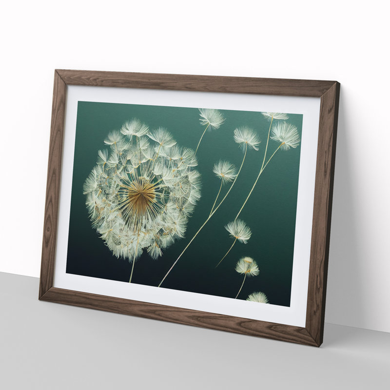 Unusual Dandelion Flowers - Framed Print, 34cm H x 46cm W x 2cm D, Walnut
