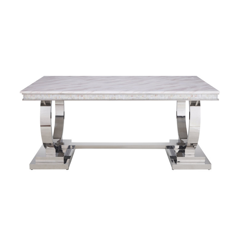 Jessamine White Rectangular Metal Base Dining Table