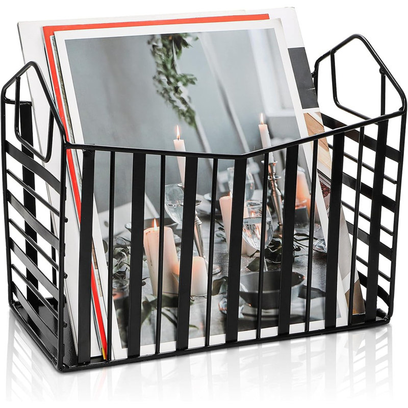 Porte-revues en métal, porte-documents avec poignée, corbeille à courrier, corbeille de rangement en fer, support pour tablette de bureau en fer, salle de bain, chambre à coucher, salon, noir