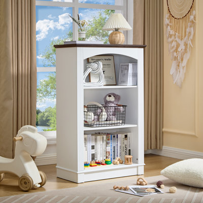 3-Tier Bookshelf with Cube Storage, Wooden Book Shelf for Bedroom, Living Room