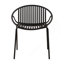 Ensemble de salle à manger d'extérieur moderne 7 pièces avec chaise empilable, noir + teck-1720564803