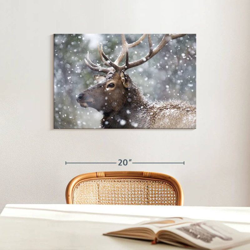 Winter Snow Elk, 16" H x 24" W