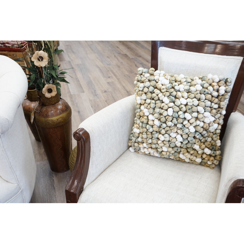 Cotton Blend Throw Pillow, 16" H x 16" W, Brown