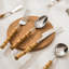 Ensemble de couverts 6 pièces en bambou et en acier inoxydable - Couverts durables en acier inoxydable 304 avec poignées en bambou naturel pour la cuisine, la maison, le mariage et les repas en plein air