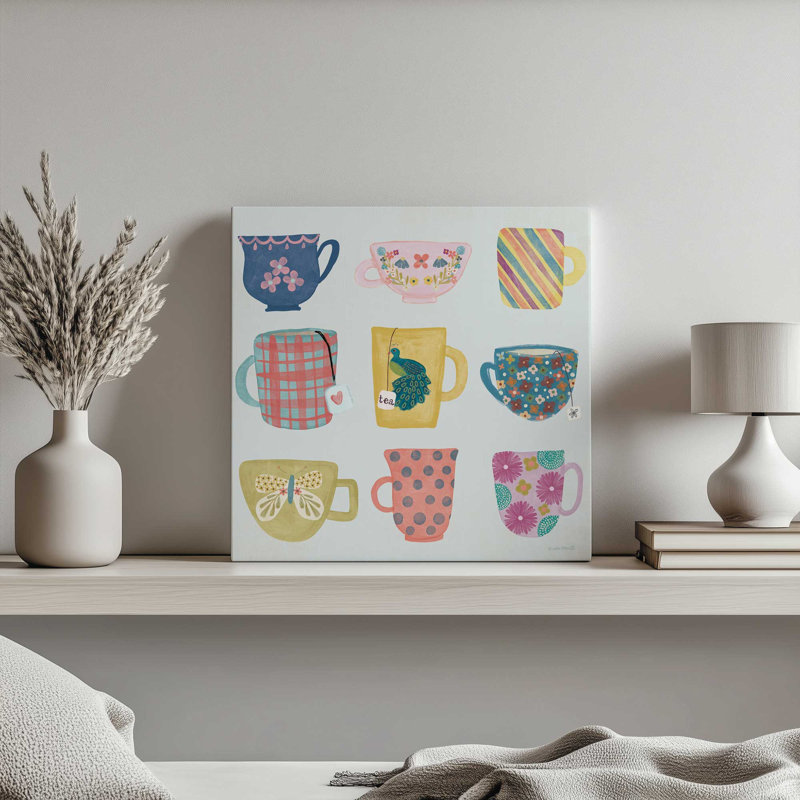 «Tea Cups» par Katie Doucette, reproduction d'art, L 36 x H 36, Ne s’applique pas, Toile non encadrée