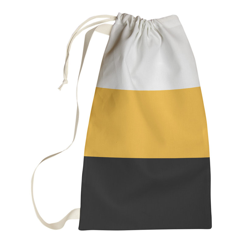 Los Angeles LA Fabric Laundry Bag with Handles, Large ( 36" x 28" x 1.5"), White/Gold/Black