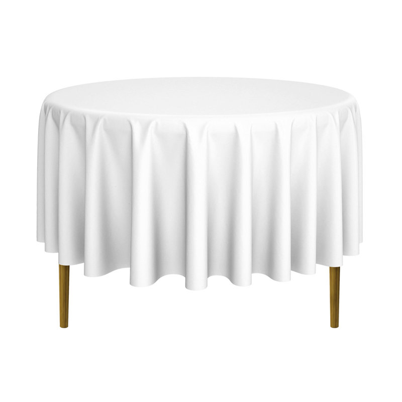 Solid Color Round Tablecloth, Ivory, 10, 90" L x 90" W 