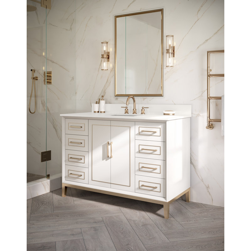 Gracie 48'' W Single Vanity, White Quartz, Satin White (Cream White)