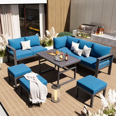 Wicker 8 - Person Garden Lounge Set with Cushions