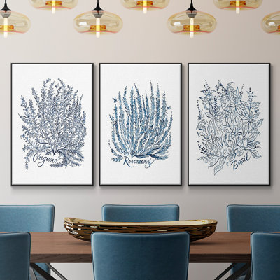 " Summer Herb Garden Sketches I " 3 - Pieces