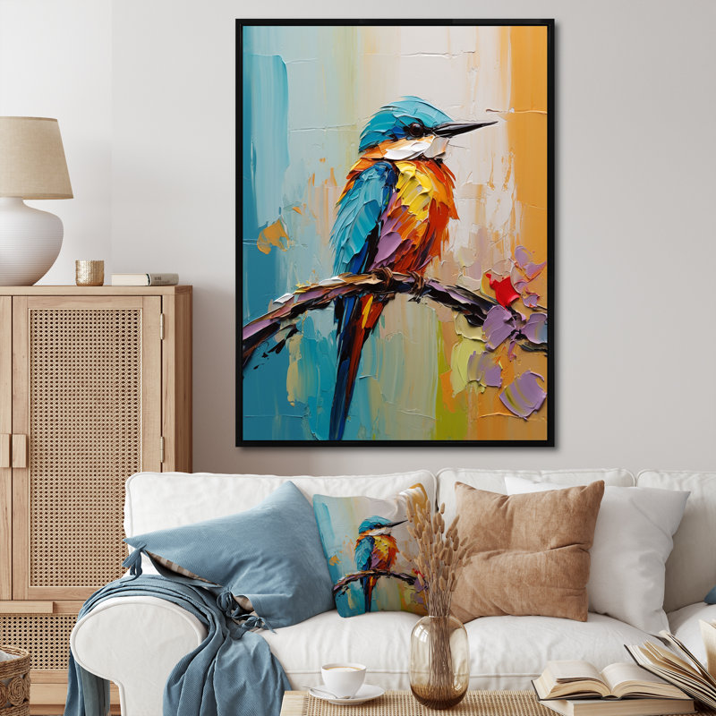 Bluebird Serenade, peinture I - reproduction, Cadre flottant noir, H 20 po x l 12 po x P 1 po