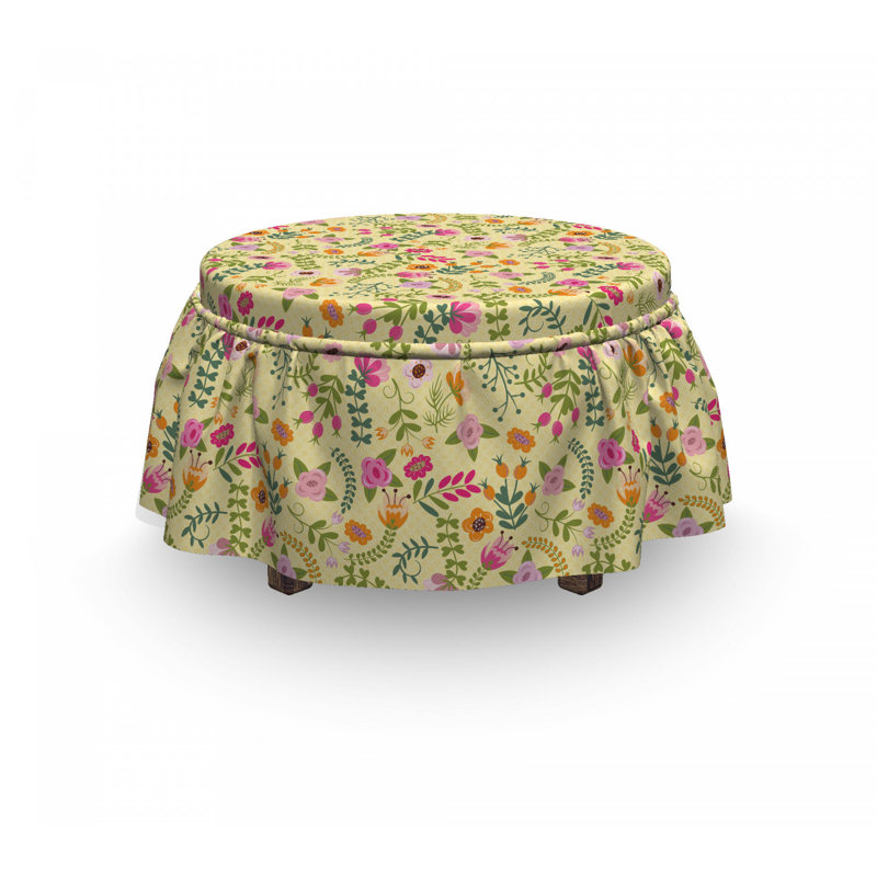 Housse pour repose-pieds doodle fleurs
