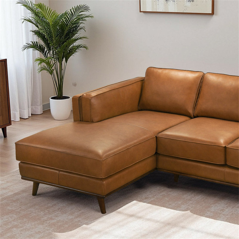 Chase Genuine Leather Sectional Left Facing, Left Hand Facing