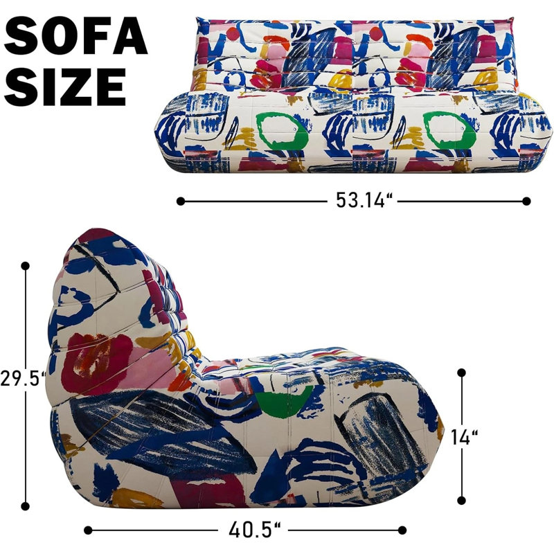 65'' W Bean Bag Chair, Lazy Floor Sofa Couch, Large Bean Bag Chair For Adults, Bean Bag Chairs For Teens With High-Resilience Foam, Non-Slip Base Floor Lounge Sofa, Living Room