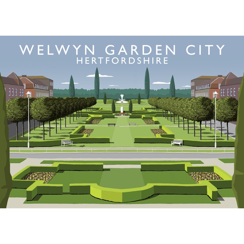 'Welwyn Garden City' by Richard O'Neil - Print, 30 cm H x 40 cm W x 1 cm D, No Frame