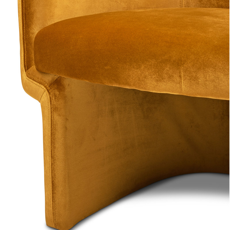 Fauteuil demi-tonneau en velours 27,5 po Atkins, Velours moutarde