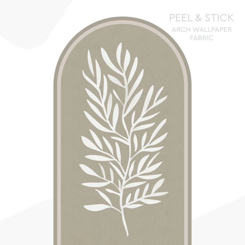 Décalcomanie murale Minimalist Botanical Arch - Papier peint adhésif amovible, H 85 po x l 48 po