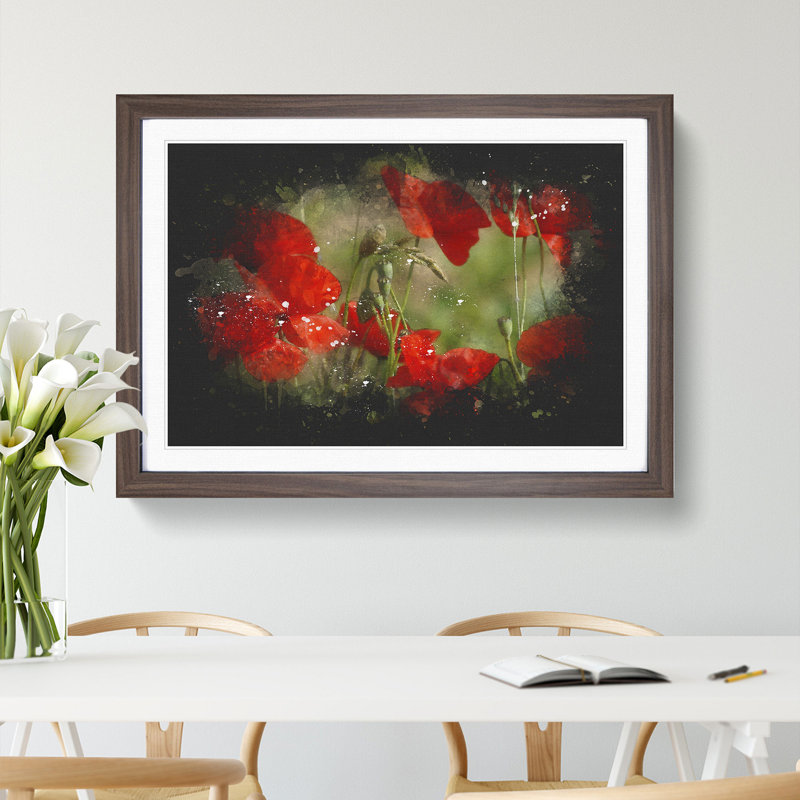 Field of Poppies Vol.7 - Picture Frame Graphic Art, 27cm H x 36cm W x 2cm D, Walnut Framed