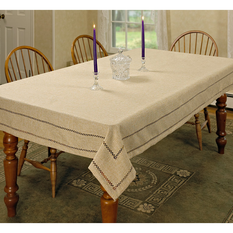 Shoreview Embroidered Vintage Tablecloth, 140" L x 68" W, Oatmeal