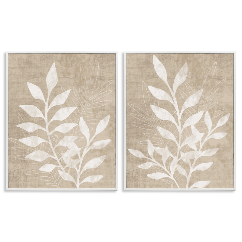 «Boho Botanical Leaf Silhouette», ensemble de 2 giclées encadrées par Natalie Carpentieri, H 14 po x l 11 po
