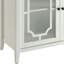 Console blanche - Table rectangulaire à 2 portes avec compartiment en verre et tablette